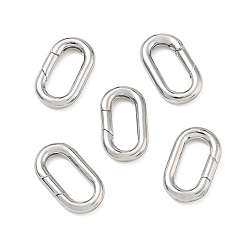 Platinum SHEGRACE Brass Spring Gate Rings, Oval, Cadmium Free & Lead Free & Nickel Free, Platinum, 18x10x2.5mm