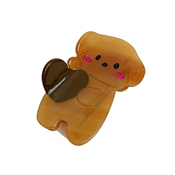 Перу Заколки для волос с когтями из ацетата целлюлозы (смола), милый щенок с сердцем, Перу, 82x50 мм