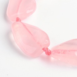 Rose Quartz Nuggets Natural Rose Quartz Beads Strands, 25~31x17~21x7~12mm, Hole: 1mm, about 12pcs/strand, 16 inch