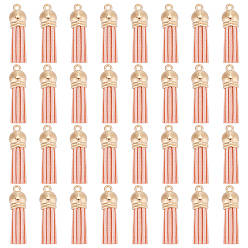 Персиковый Слойка 100 кулон с кисточками из искусственной замши., с концами пластмассового шнура ccb, розовые, 33~35x10 мм, отверстие : 2.5 мм