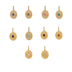 Смешанные камни 304 Подвески из нержавеющей стали, натуральных и синтетических бусин., овальный шарм, ионное покрытие (ip), реальный 18 k позолоченный, 18x16 мм