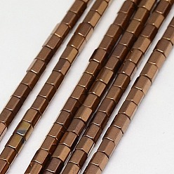 с Покрытием Меди Гальванизировать немагнитных синтетический гематит бисер пряди, шестиугольник, класс А, с медным покрытием, 2x2 мм, отверстие : 1 мм, около 200 шт / нитка, 16 дюйм