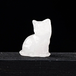 Хрусталь Украшение дисплея скульптуры из натурального кварца, для домашнего офисного стола, кошка, 23x30 мм