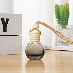 Серый Подвески из пустого стеклянного флакона духов с деревянной крышкой, бутылка с диффузором эфирного масла для ароматерапии, автомобиль подвесной декор, серые, 5x3.5 см, емкость: 10 мл (0.34 жидких унций)