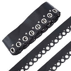 Noir 2 mètres de ruban PU, avec du fer, accessoires en dentelle pour vêtements, noir, 1-3/8 pouces (36 mm)
