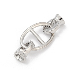 Платина Овальные латунные раскладывающиеся застежки, долговечный, без свинца и без кадмия, стойки покрытие, платина, 27.5 мм