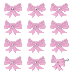 Pearl Pink Zinc Alloy & Iron Drawer Cabinets Handles, with Screw, Bowknot, Pearl Pink, 35.5~37x43~44x18mm