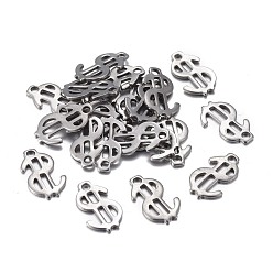 Нержавеющая Сталь Цвет Не тускнеющие 201 подвески из нержавеющей стали, лазерная резка, знак доллара, цвет нержавеющей стали, 11.5x7x0.8 мм, отверстие : 1.4 мм