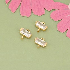 Rectangle 10шт. латунные подвески-коннекторы со стразами, без кадмия, без никеля и без свинца, реальный 18 k позолоченный, прямоугольные, 5.5x6x2.5 мм, отверстие : 0.7 мм