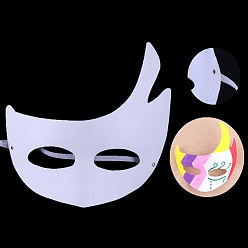 Перо Неокрашенная маскарадная маска своими руками, белая простая полумаска для лица для украшения вечеринки, перо рисунок, 210x200 мм