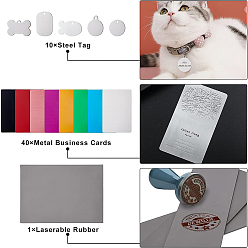 Stainless Steel Color BENECREAT DIY Sublimation Blank Geometry Pet Tag Pendant Necklace Making Findings Kit, Including Laserable Rubber, Aluminium Pendant & Name Card, Wood Pendant, Silicone Linking Rings, 304 Stainless Steel Pendant Necklaces, Stainless Steel Color