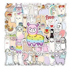 Альпака ПВХ клейкие наклейки, для чемодана, скейтборде, холодильник, шлем, оболочка мобильного телефона, образец альпаки, 5.5~8.5x5.5~8.5 см, 50 шт / пакет