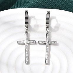 Кристалл Серьги-кольца из нержавеющей стали и полимерной глины со стразами, кристалл, 304 мм