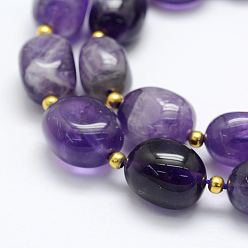 Amethyst Natural Amethyst Beads Strands, Egg Stone, 11~15x8~13mm, Hole: 1mm, about 23pcs/strand, 15.3 inch(39cm)