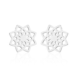 Цветок 304 из нержавеющей стали серьги, серебряные, цветок, 10 мм