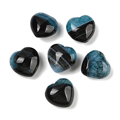 Стально-синий Натуральный агат (окрашенный и нагретый) сердцевидный пальмовый камень, исцеляющий карманный тон для рейки балансировка энергии медитация подарок, стальной синий, 19.5~20.5x20~20.5x13~14 мм