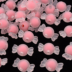 Светло-Коралловый Прозрачные акриловые бусины, матовые, бусина в бусине, конфеты, свет коралловый, 11.5x21.5x11.5 мм, отверстие : 2.5 мм, Около 393 шт / 500 г