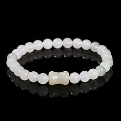 Другие Нефриты Браслеты из натуральных круглых бусин нефрита, бамбук, внутренний диаметр: 2-1/8 дюйм (5.5 см)