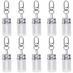 Платина 10шт. брелки в виде стеклянных бутылок, с железными застежками и пробкой, платина, 83 мм