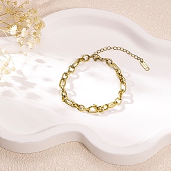 Золотой 304 женские браслеты-цепочки со звеньями из нержавеющей стали, овальные, золотые, 6.89 дюйм (17.5 см)