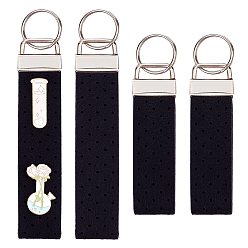 Черный 2 прямоугольные сумки, фетровые заготовки для брелоков, с кольцами, Писаемый ремешок для украшения автомобильной сумки своими руками, платина, чёрные, 110 мм, 2 шт / пакет