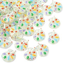 Разноцветный Прозрачные светящиеся смоляные подвески, палитра, светится в темноте, красочный, 20x15x3.5 мм, отверстие : 3.5 мм