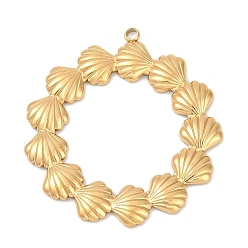 Shell Shape 304 подвески из нержавеющей стали, ионное покрытие (ip), реальный 18 k позолоченный, формы раковины, 38x35x2 мм, отверстие : 2 мм