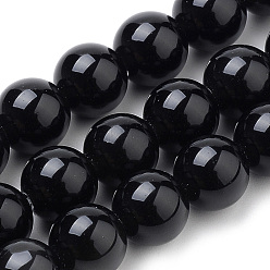 Black Onyx Бусины из натурального черного оникса, окрашенная и подогревом, круглые, 10 мм, отверстие : 1 мм, около 38 шт / нитка, 15 дюйм