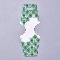 Зеленый Картонные сгибы поверх бумажных витрин, использоваться для ожерелья, серьги и подвески дисплей аксессуаров, зелёные, 120x45x0.4 мм, отверстия : 2 mm и 6.5x18 мм