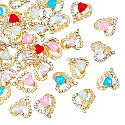 (52) Непрозрачная лаванда 36шт 6 цвета сплав горный хрусталь кабошоны, для украшения ногтей, золотые, сердце, разноцветные, 9x11x4 мм, 6 шт / цвет