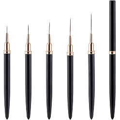 Черный 5 шт. пластиковая кисточка для рисования линий на ногтях, инструменты рисования, чёрные, 17.1x0.9 см