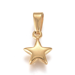 Oro 304 encantos de acero inoxidable, estrella, dorado, 11.2x8.5x2.8 mm, agujero: 2.5x5.5 mm