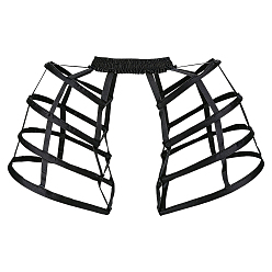 Black Polyester & Steel 4 Hoops Petticoat, Crinoline Fishbone Hollow Bird Cage Skirt, Black, 420~440x750x325mm