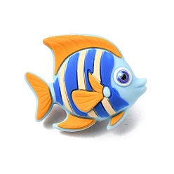 Fish Силиконовые бусины на морскую тематику, фокусные бусы, красочный, рыба, 28x32x16 мм, отверстие : 2 мм