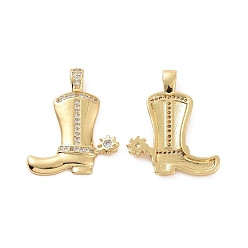 Настоящее золото 18K Стойка металлическая латунная микропрофилированная кубическая циркония подвески, с целью перехода в кольце, долговечный, без кадмия и без свинца, очаровательный ботинок, реальный 18 k позолоченный, 25.5x20.5x4.5 мм, отверстие : 4x2 мм