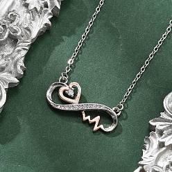 Platinum & Light Gold Латунные микропаве прозрачные кубические цирконии бесконечность сердце кулон ожерелья для женщин, платина и светлое золото, 16.26 дюйм (41.3 см)