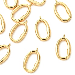Real 18K Gold Plated SHEGRACE Brass Pendants, Oval Charms, Cadmium Free & Lead Free & Nickel Free, Real 18K Gold Plated, 20x12x3mm, Hole: 1.4mm