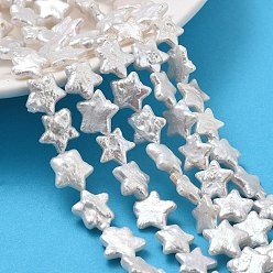 Морская Ракушка Натуральный жемчуг в стиле барокко кеши, культивированный пресноводный жемчуг, звезда, класс 7, цвет морской раковины, 10~11x10~12x3~4 мм, отверстие : 0.6 мм, около 37 шт / нитка, 14.96'' (38 см)