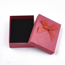 Mixed Color Cardboard Jewelry Set Boxes, with Sponge Inside, Rectangle with Bowknot, Mixed Color, 9x7x3.4cm