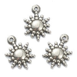 Нержавеющая Сталь Цвет Не тускнеющие 304 подвески из нержавеющей стали, солнце, цвет нержавеющей стали, 13x9x1.5 мм, отверстие : 0.8 мм