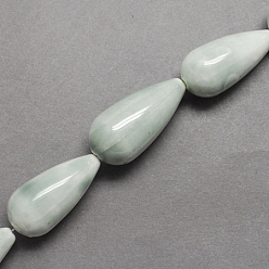 Gainsboro Handmade Porcelain Beads, Bright Glazed Porcelain, teardrop, Gainsboro, 30~32x15~16x15~16mm, Hole: 1.5~3mm