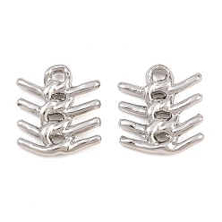 Platine Pendentifs en alliage, breloques en arêtes de poisson, crémaillère plaquage, sans cadmium et sans plomb, platine, 17x15x3mm, Trou: 1.6mm