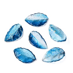 Озёрно--синий Двухцветные стеклянные подвески, Очарование золотых осенних листьев, Плут синий, 22.5x12.5x5 мм, отверстие : 1.4 мм