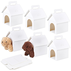 White Cardboard Paper Pet Gift Packing Boxes with Window and Handles, House Shape, White, 12x10x18cm