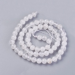 Quartz Crystal Natural Quartz Crystal Beads Strands, Rock Crystal Beads, Round, 6mm, Hole: 1mm, about 65pcs/strand, 15.1~15.3 inch(38.5~39cm)