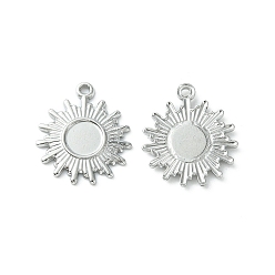 Нержавеющая Сталь Цвет Не тускнеет 304 подвеска из нержавеющей стали кабошон, солнце, цвет нержавеющей стали, лоток : 6 мм, 19x16x1.5 мм, отверстие : 1.4 мм