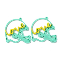 Аквамарин Акриловые большие подвески, шлем с любовным оберегом, аквамарин, 49x52x4~5 мм, отверстие : 1.8 мм