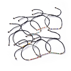 (52) Непрозрачная лаванда Регулируемые плетеные браслеты из бисера, с бусинами miyuki delica, японский бисер, латунные круглые бусины и нейлоновые нити, разноцветные, 3/4 дюйм ~ 3-1/8 дюйм (1.8~8 см)