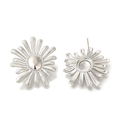 Платина Серьги-гвоздики из латуни с цветочным покрытием, долговечный, без свинца и без кадмия, платина, 36x28 мм
