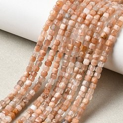 Солнечный Камень Натуральный Sunstone бисер пряди, граненые настольные бусины в форме куба, 3~3.5x3~3.5x3~3.5 мм, отверстие : 0.7 мм, около 123~129 шт / нитка, 14.88'' (37.8 см) ~ 15.43'' (39.2 см)